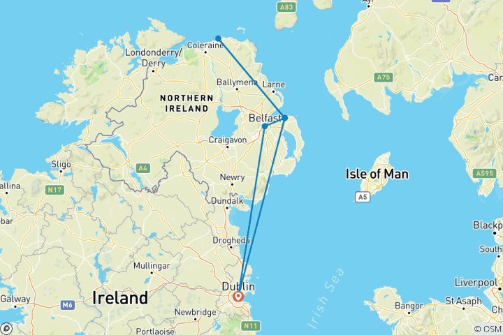 Map of Into Northern Ireland (Hotel) - 3 days