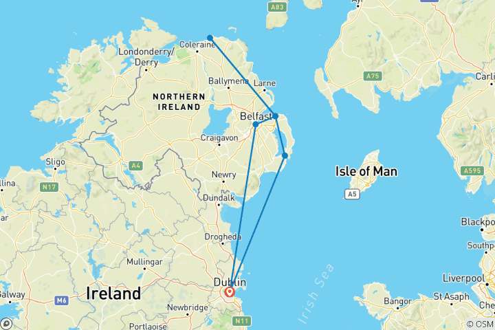 Map of Into Northern Ireland - 3 days