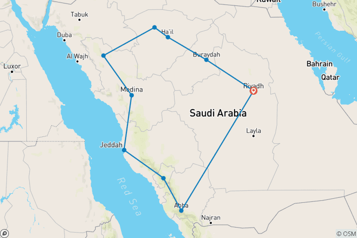 Map of Saudi Arabia - A Full Tour Self Drive Tour