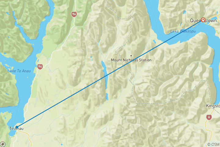 Carte du circuit Marcher dans le parc national de Fiordland en Nouvelle- Zélande