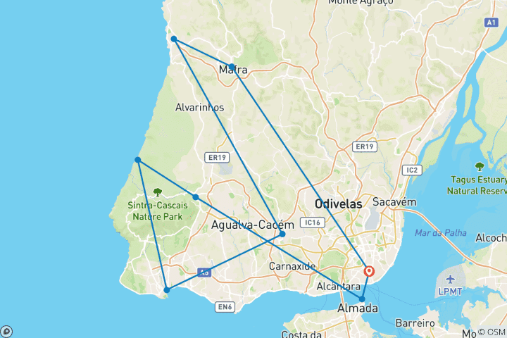 Map of City Sights & Royal Retreats: A 3-Day Trip Through Lisbon & its outskirts