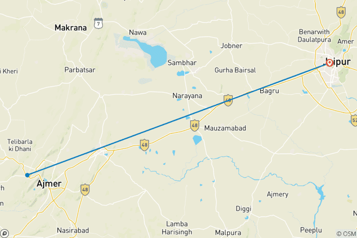 Map of From Jaipur- 3 Day Private Jaipur Tour With Trip to Pushkar