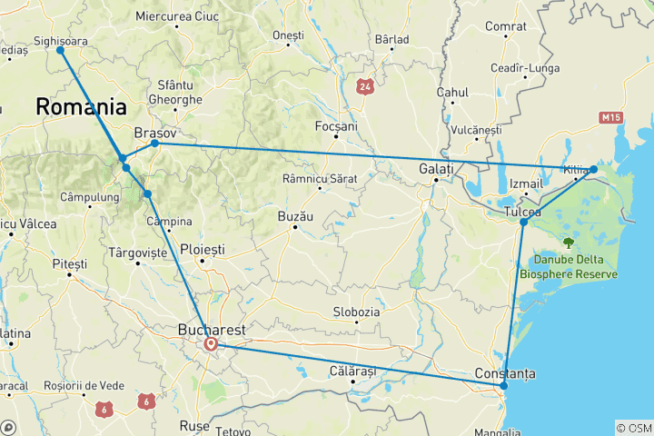 Kaart van Privéreis door de Donaudelta & het beste van Tranylvanië – 5 dagen