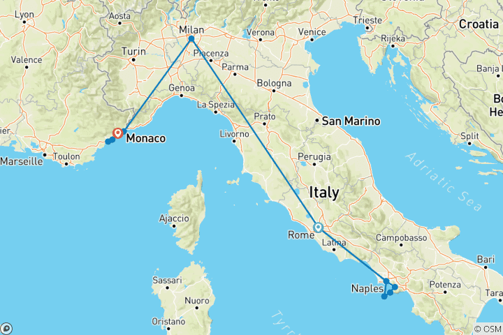 Map of Best of Italy and France Tour