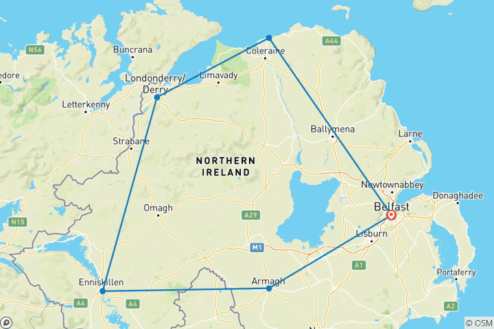 Map of Giant's Causeway & Derry (Hotel) - 3 days