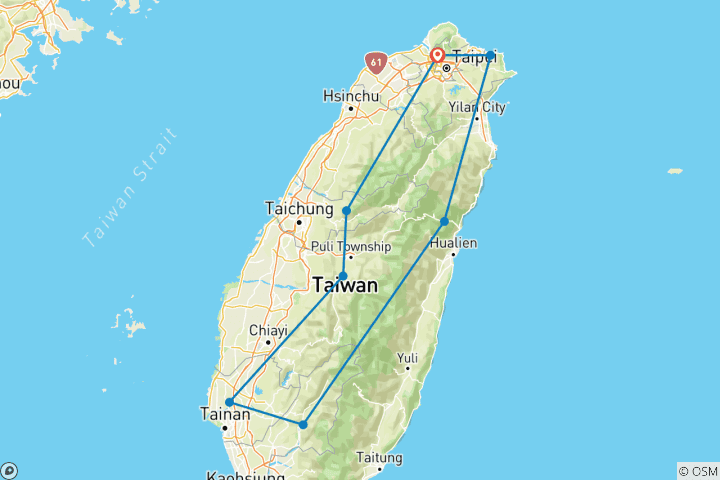 Carte du circuit Un avant- goût de Taïwan en train