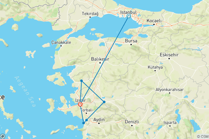 Karte von Türkei: Das Vermächtnis Johannes - 7 Kirchen 6 Tage