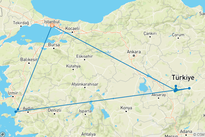 Carte du circuit Merveilles turques : Un voyage de découverte de 7 jours