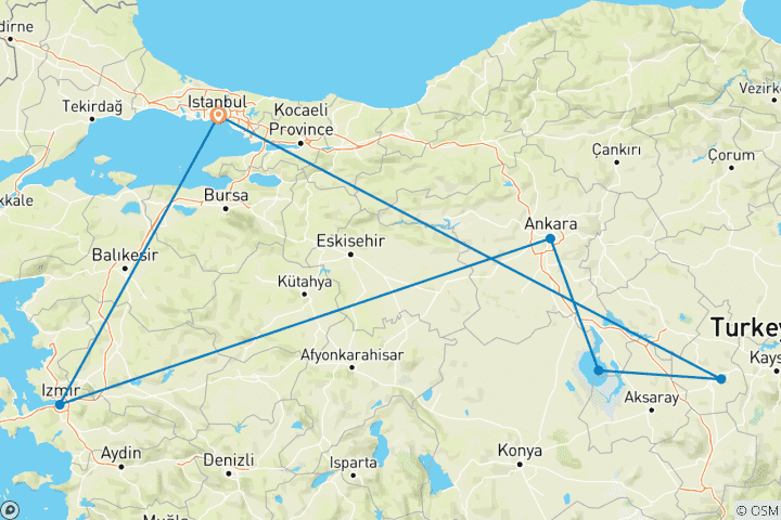 Carte du circuit Circuit de 7 jours de la Turquie en un clin d'œil