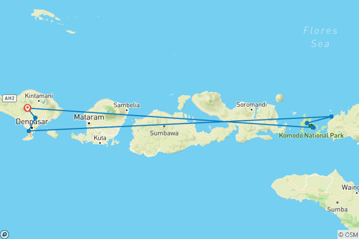 Carte du circuit Escapade à Bali et Komodo