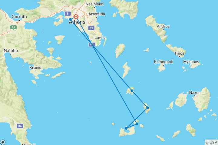 Map of Hiking in Greece: Self-Guided Trip in the Cyclades