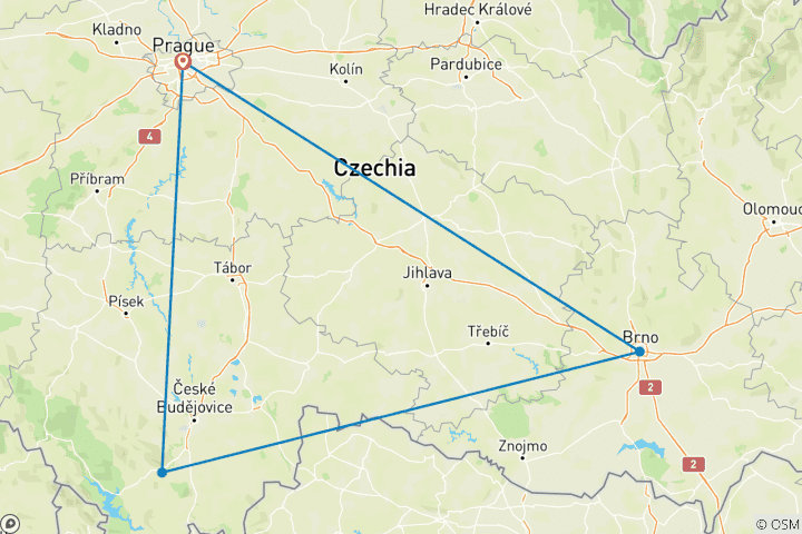 Map of Tailor-Made Czech Private Tour with Daily Departure