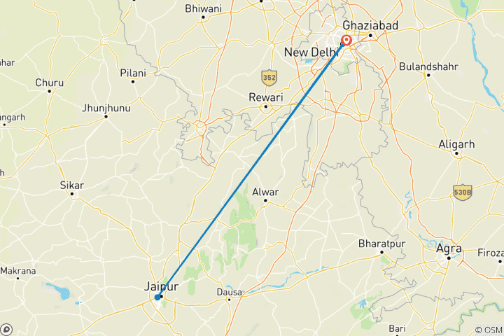 Map of Jaipur Holi Festival Tour 2026