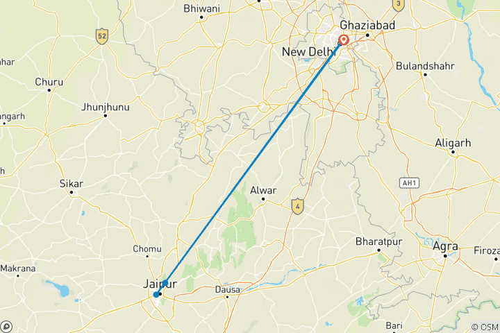 Kaart van Jaipur Holi Festival Rondreis 2026