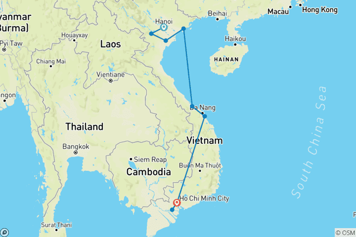 Carte du circuit Le Vietnam authentique