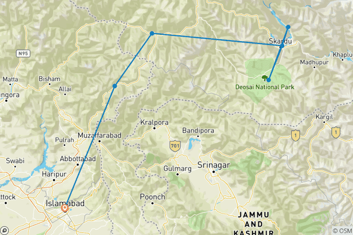 Map of Deosai Plains & Skardu Tour