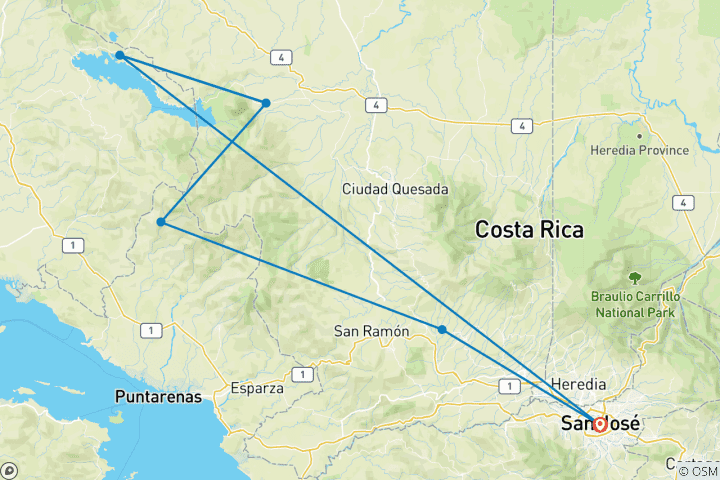 Map of Costa Rica Adventure (Guanacaste Extension, 7 Days)