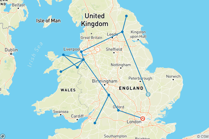 Carte du circuit Angleterre et Pays de Galles Classique