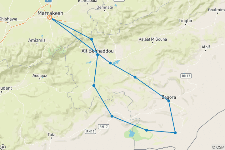 Map of Greater Southern Morocco (Chegaga dunes)