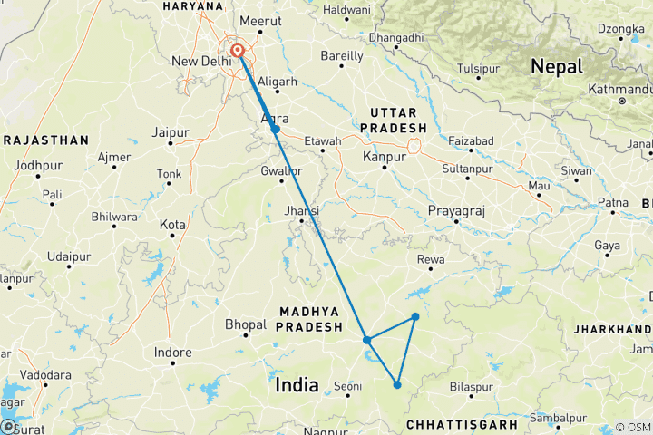 Karte von Indiens Wildnis und Kultur