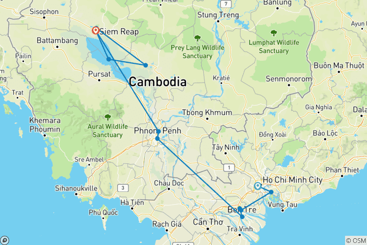 Carte du circuit Circuit en Indochine du Sud - 10 jours