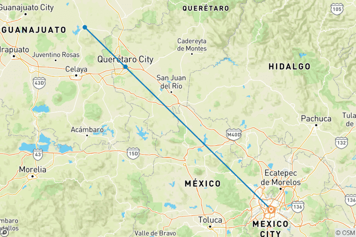 Carte du circuit Mexique : San Miguel de Allende, Queretaro - 2 jours