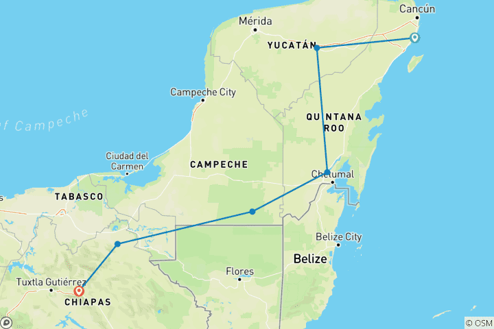 Map of The Mayan Trail Westbound