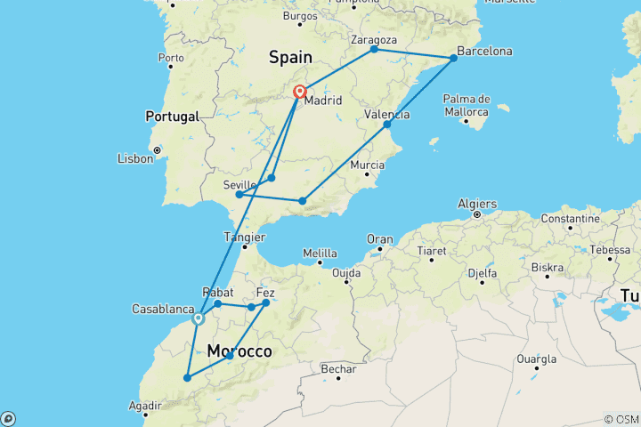 Map of Morocco & Spain