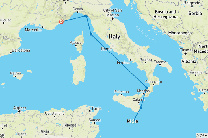 Carte du circuit Les Cinque Terre et autres trésors de la côte italienne : Cachettes secrètes - croisière de port en port