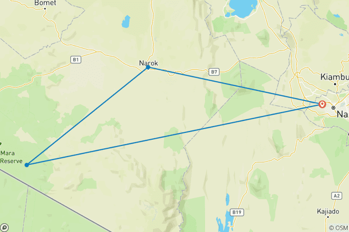 Map of 3 Days Maasai Mara Safari Tour