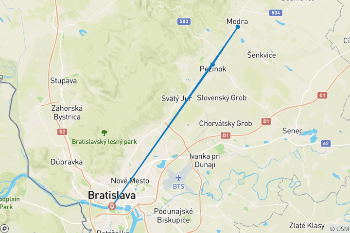 Carte du circuit Circuit privé sur mesure en Slovaquie avec départ quotidien