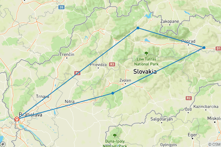 Map of Tailor-Made 6 Days Best Slovakia Tour, Daily Depart and Private Guide & Car