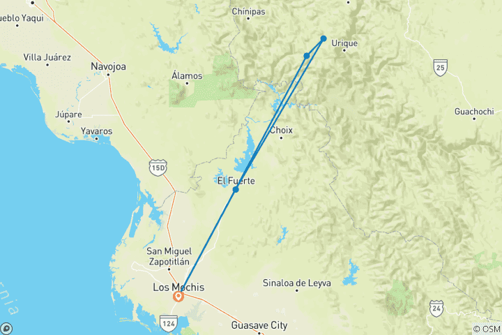 Kaart van Treinreis naar San Diego & Copper Canyon in Mexico – een begeleide groepsreis