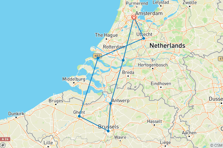 Map of Best of Holland & Belgium 2025