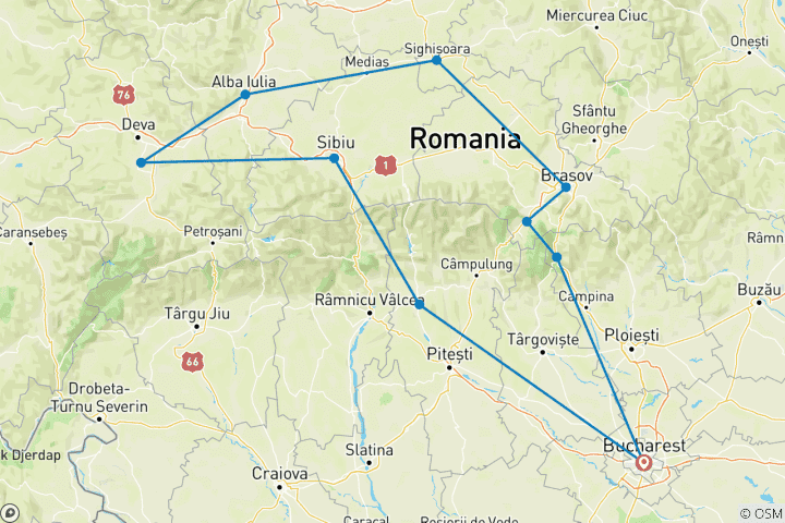 Map of Medieval Adventure in Transylvania: Castles, Fortresses, and Encountering Bears on Top Gear Road