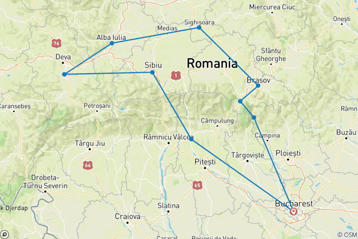 Carte du circuit Aventure médiévale en Transylvanie : Châteaux, forteresses et rencontre avec des ours sur la route Top Gear