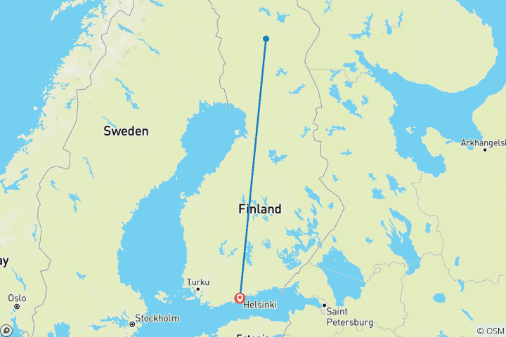 Map of Lapland, Finland 7-Day Trip