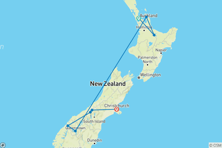 Map of 【New Zealand】13 Days New Zealand Grand North and South Island Tour Package