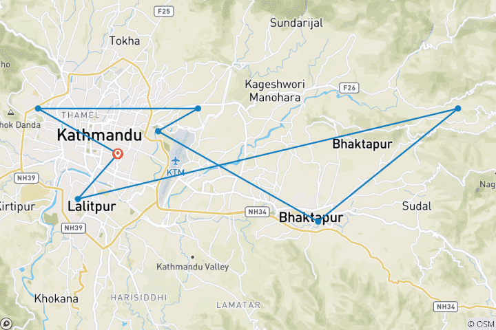 Carte du circuit Circuit des points forts de Katmandou - 3 jours