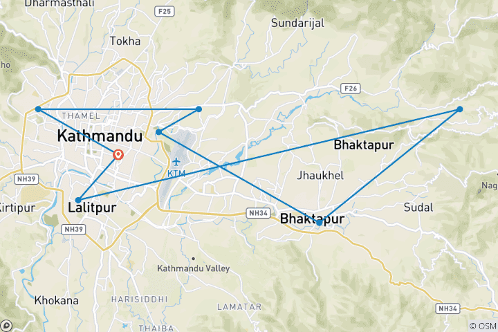 Map of Kathmandu Highlights Tour - 3 Days