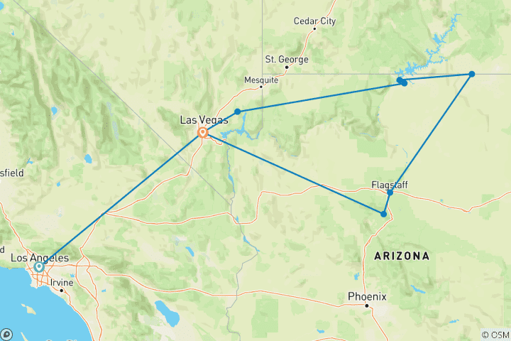 Carte du circuit USA - Las Vegas, Sedona et Monument Valley - 5 jours