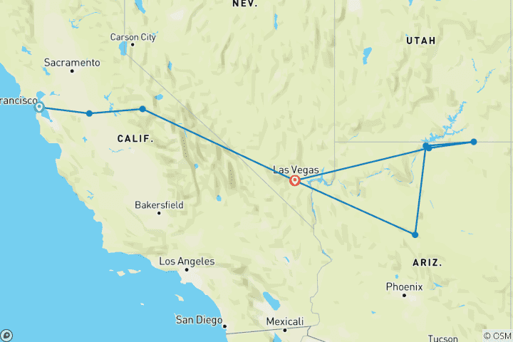 Carte du circuit USA - L'expérience en or en 7 jours