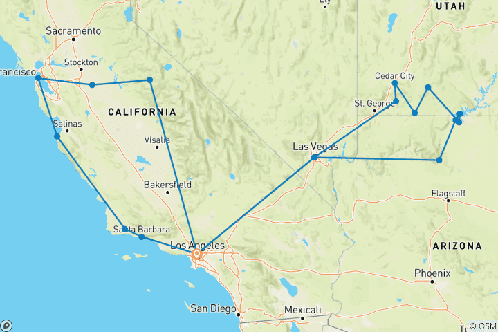 Map of USA - The Golden Experience in 7 days