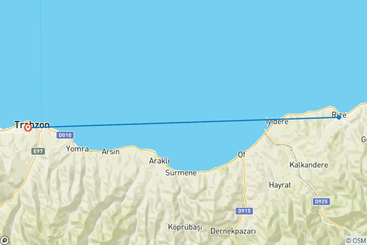 Carte du circuit Montagnes au bord de la mer - Fascination des montagnes Kaçkar