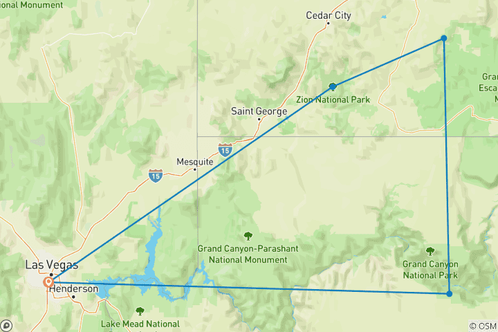 Carte du circuit USA - Les déserts de l'Ouest