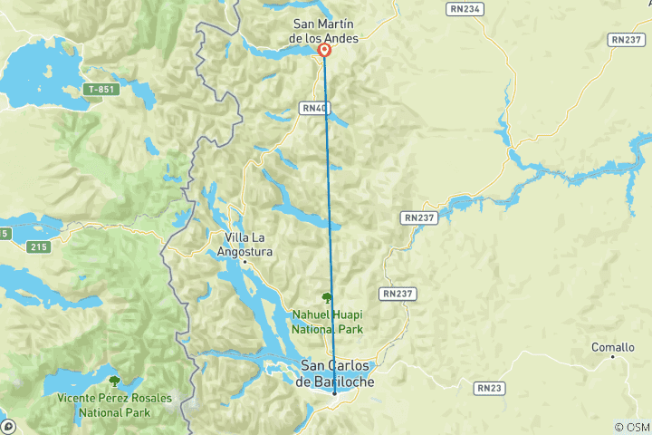 Carte du circuit Lacs de Patagonie