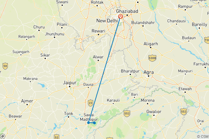 Map of Ranthambore Tiger Photography Tour