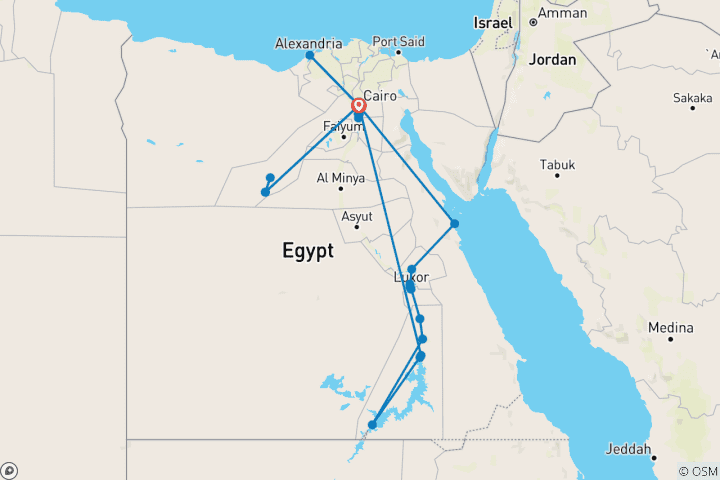 Carte du circuit Circuit de l'Égypte en or : 14 jours de luxe (Le Caire GEM & Alexandrie & Désert blanc & Croisière sur le Nil & Hurghada)