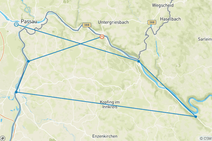 Map of Passau: 3 Rivers - 5 days