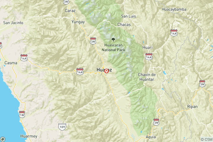 Map of Summit Nevado Alpamayo – 7 Days